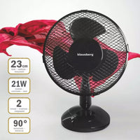 Klausberg KB-7473 Ventilatore da tavolo elegante nero da 23 cm con funzione pivotante