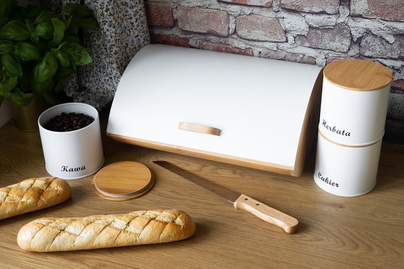 Brunbeste 2702 Elegante set di scatole per il pane in bambù con contenitori e coltello