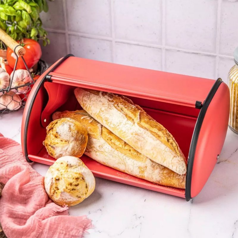 Kinghoff KH-1753 Contenitore per il pane in acciaio - Grande contenitore con coperchio a rullo