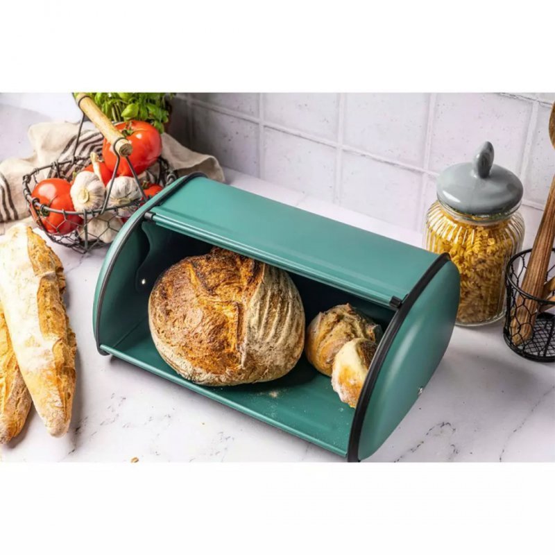 Kinghoff KH-1755 Cestino per il pane con coperchio scorrevole in acciaio inossidabile verde