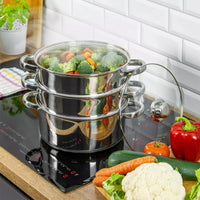 Kinghoff KH-3328 Set di pentole per la cottura a vapore in acciaio inossidabile, 4 pezzi, 22 cm