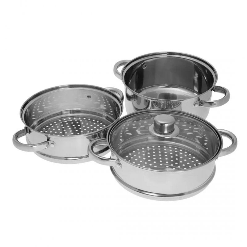 Kinghoff KH-3328 Set di pentole per la cottura a vapore in acciaio inossidabile, 4 pezzi, 22 cm