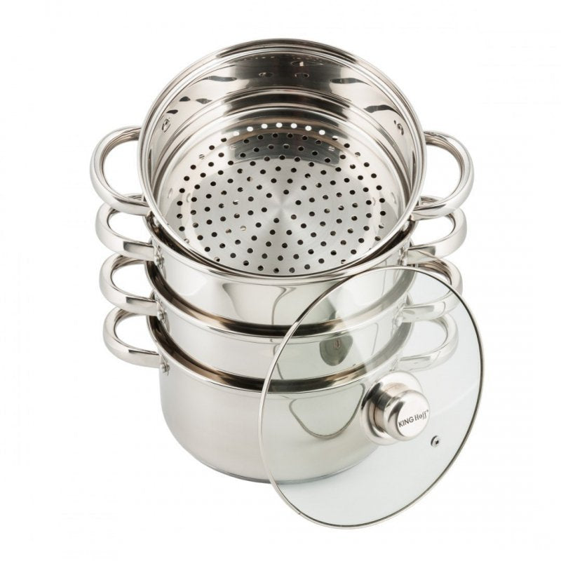 Kinghoff KH-3329 Set di pentole per la cottura a vapore in acciaio inossidabile, 5 pezzi, 22 cm