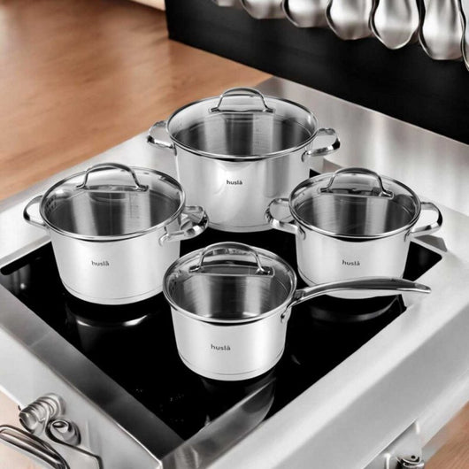 Set di pentole in acciaio inossidabile Husla Blossom 73965 da 8 pezzi