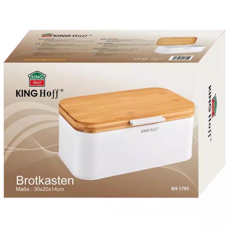 Kinghoff KH-1795 Portapane in bambù e acciaio per la cucina