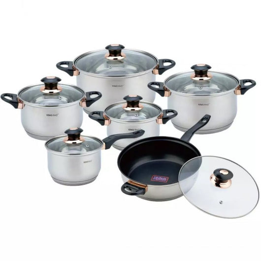 Set di pentole in acciaio inossidabile Kinghoff KH-1767 da 12 pezzi