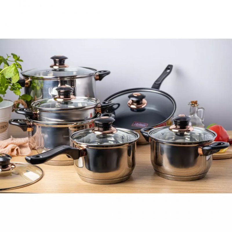 Set di pentole in acciaio inossidabile Kinghoff KH-1767 da 12 pezzi