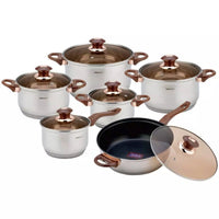 Set di pentole in acciaio inossidabile Kinghoff KH-1768 da 12 pezzi