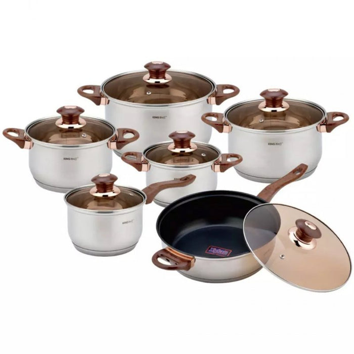 Set di pentole in acciaio inossidabile Kinghoff KH-1768 da 12 pezzi