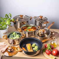 Set di pentole in acciaio inossidabile Kinghoff KH-1768 da 12 pezzi