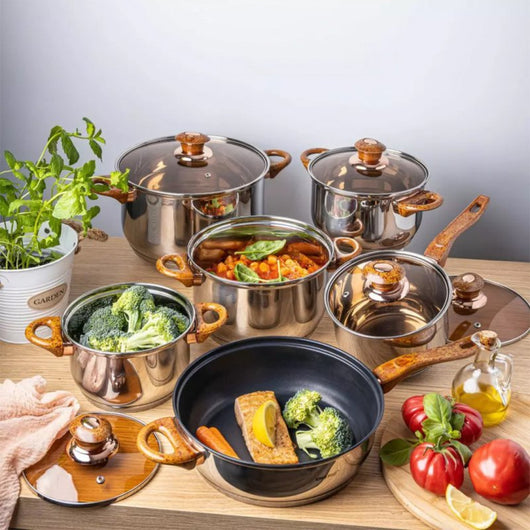 Set di pentole in acciaio inossidabile Kinghoff KH-1768 da 12 pezzi