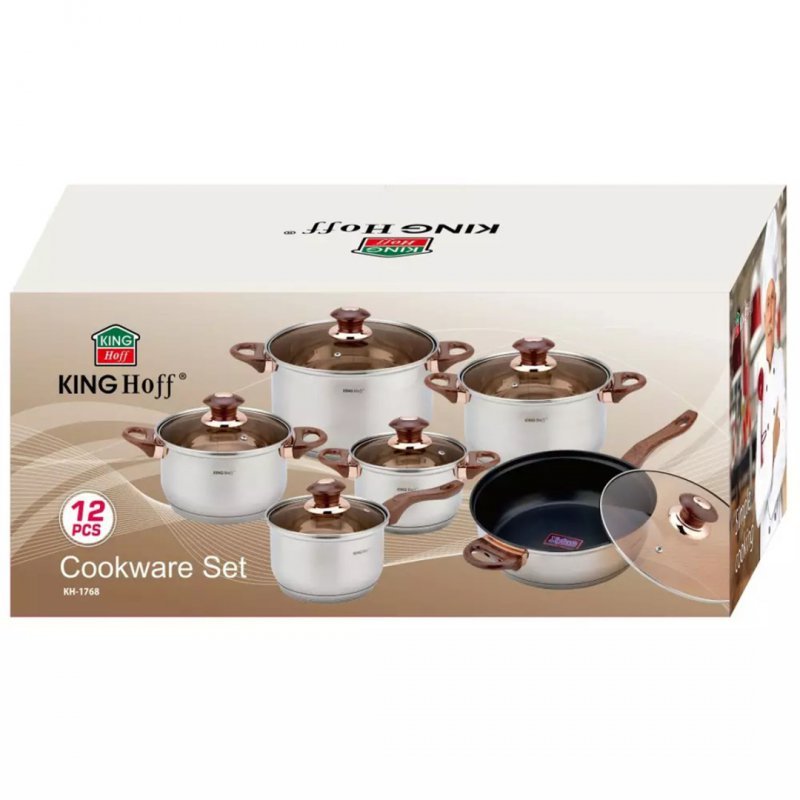 Set di pentole in acciaio inossidabile Kinghoff KH-1768 da 12 pezzi