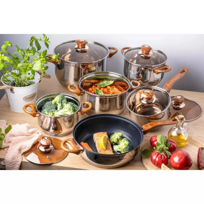 Set di pentole in acciaio inossidabile Kinghoff KH-1768 da 12 pezzi