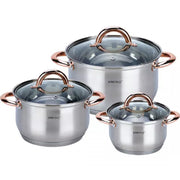Set di pentole in acciaio inossidabile Kinghoff KH-1761 da 6 pezzi