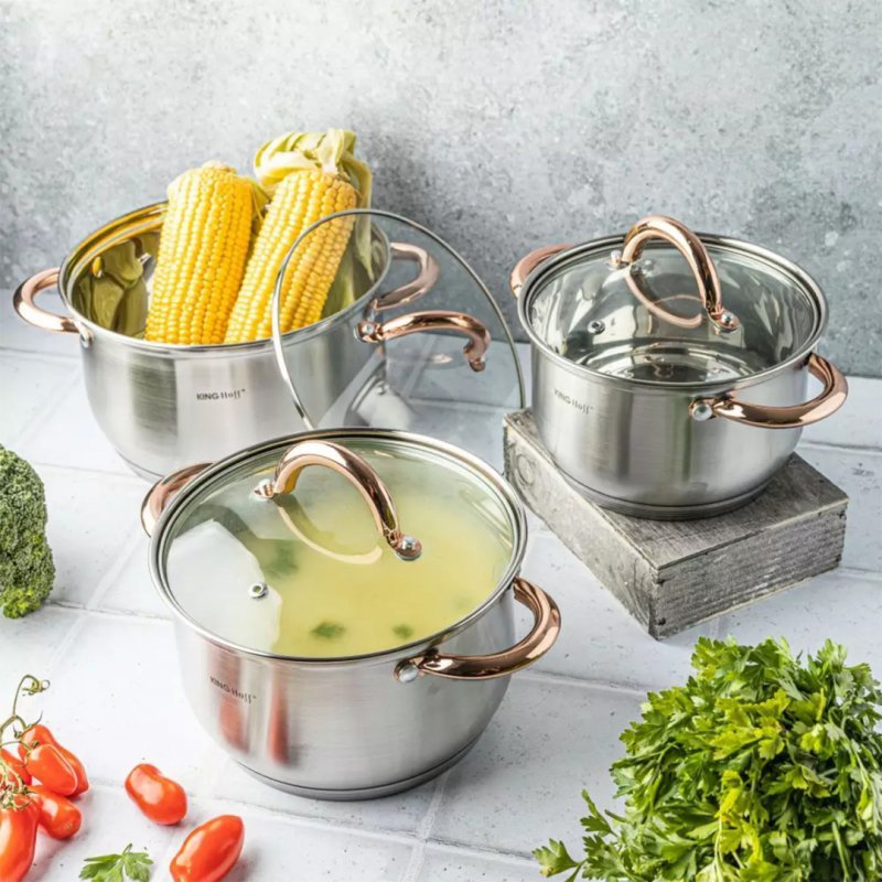 Set di pentole in acciaio inossidabile Kinghoff KH-1761 da 6 pezzi