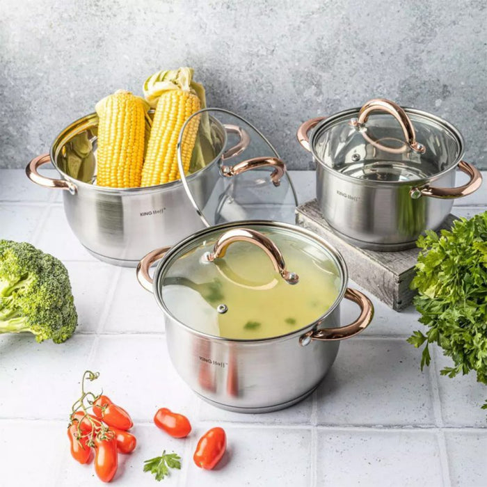 Set di pentole in acciaio inossidabile Kinghoff KH-1761 da 6 pezzi