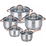 Set di pentole in acciaio inossidabile Kinghoff KH-1764 da 10 pezzi