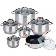Set di pentole in acciaio inossidabile Kinghoff KH-1765 Premium da 12 pezzi