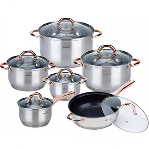 Set di pentole in acciaio inossidabile Kinghoff KH-1765 Premium da 12 pezzi