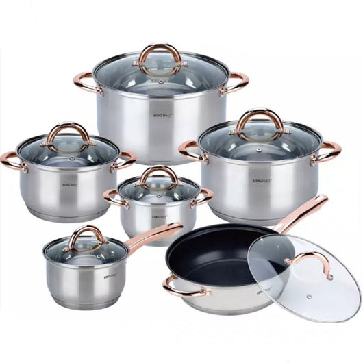 Set di pentole in acciaio inossidabile Kinghoff KH-1765 Premium da 12 pezzi