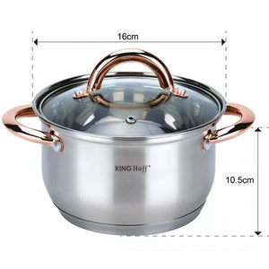 Set di pentole Kinghoff KH-1766 in acciaio inossidabile da 12 pezzi con rivestimento antiaderente