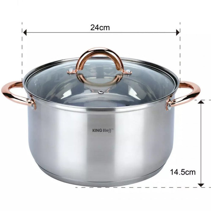 Set di pentole Kinghoff KH-1766 in acciaio inossidabile da 12 pezzi con rivestimento antiaderente