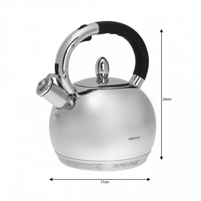 Bollitore a fischio in acciaio inossidabile Kinghoff KH-3777 da 3 litri per tutti i fornelli