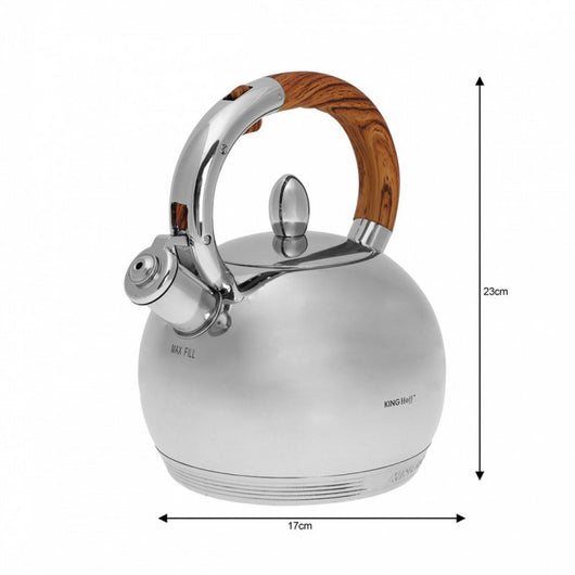 Kinghoff KH-3778 Bollitore con fischietto da 3,0 l in acciaio inossidabile per tutti i fornelli