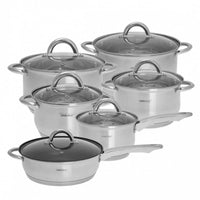 Set di pentole in acciaio inossidabile Kinghoff KH-4450 con coperchi in vetro