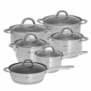 Set di pentole in acciaio inossidabile Kinghoff KH-4450 con coperchi in vetro