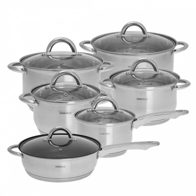 Set di pentole in acciaio inossidabile Kinghoff KH-4450 con coperchi in vetro
