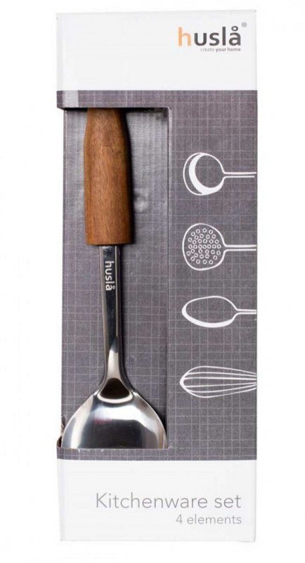 Husla 73952 Set di utensili da cucina in legno di acacia, 4 pezzi