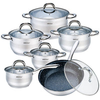 Set di pentole in acciaio inossidabile Kinghoff KH-1098 per una cucina sana