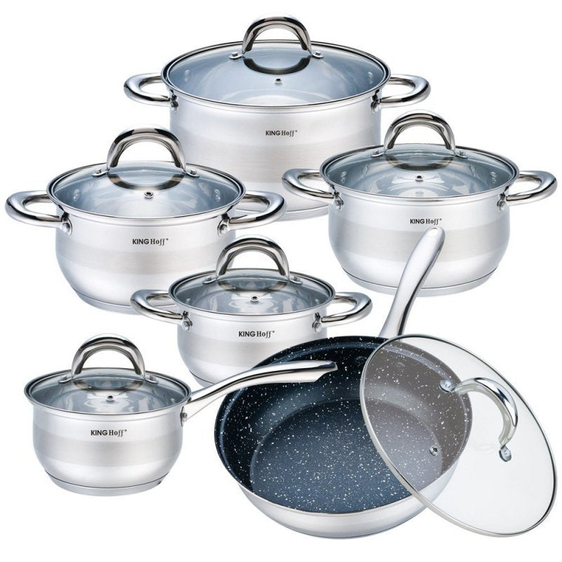 Set di pentole in acciaio inossidabile Kinghoff KH-1098 per una cucina sana