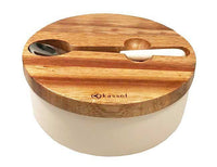 Kassel 93557 Zuccheriera in porcellana bianca con cucchiaio e coperchio in acacia