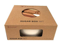 Kassel 93557 Zuccheriera in porcellana bianca con cucchiaio e coperchio in acacia