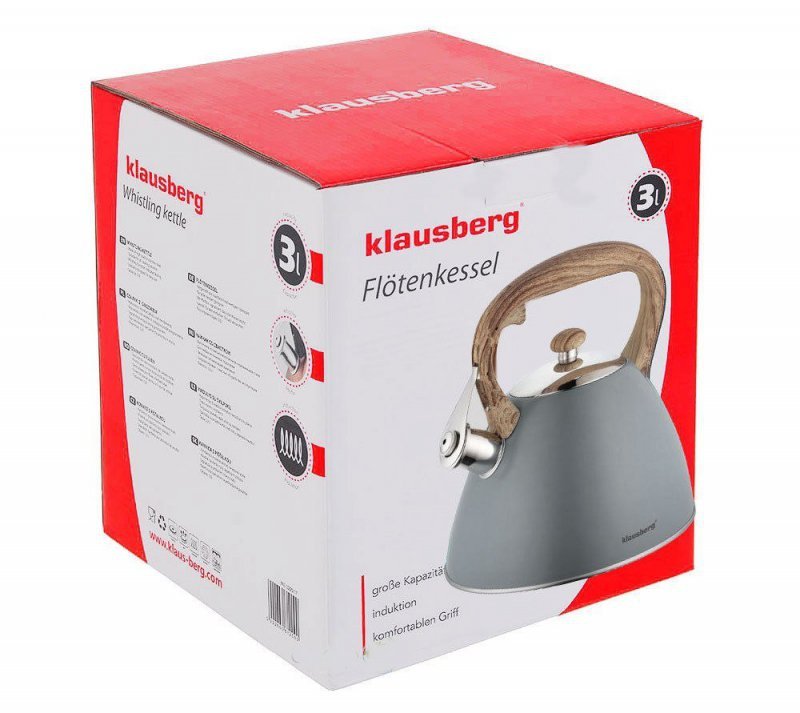 Klausberg KB-7297 Bollitore in acciaio inox con fischio da 3 litri per tutti i fornelli