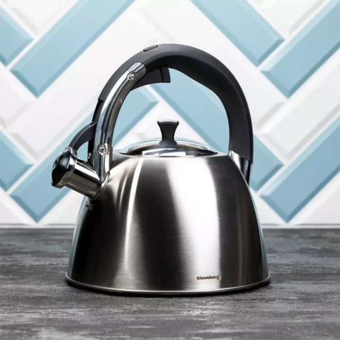 Klausberg KB-7015 Bollitore a fischio in acciaio inossidabile da 3 litri per tutti i fornelli