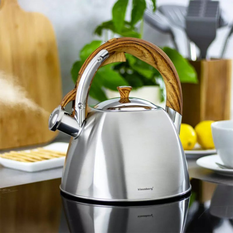 Klausberg KB-7193 Bollitore a fischio in acciaio inossidabile da 3 litri per tutti i fornelli