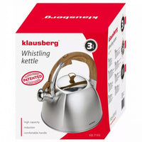 Klausberg KB-7193 Bollitore a fischio in acciaio inossidabile da 3 litri per tutti i fornelli
