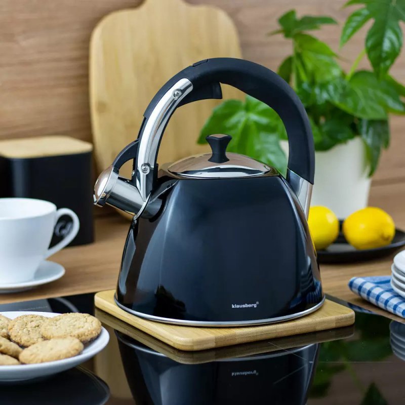 Klausberg KB-7195 Bollitore a fischio in acciaio inossidabile da 3 litri per tutti i fornelli