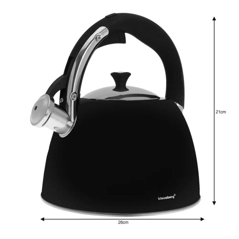Klausberg KB-7195 Bollitore a fischio in acciaio inossidabile da 3 litri per tutti i fornelli