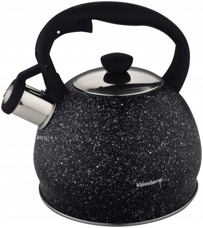 Klausberg KB-7320 Bollitore con fischietto in marmo da 2 litri con manico Soft Touch