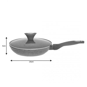 Klausberg KB-7316 Padella in granito da 24 cm con coperchio in vetro