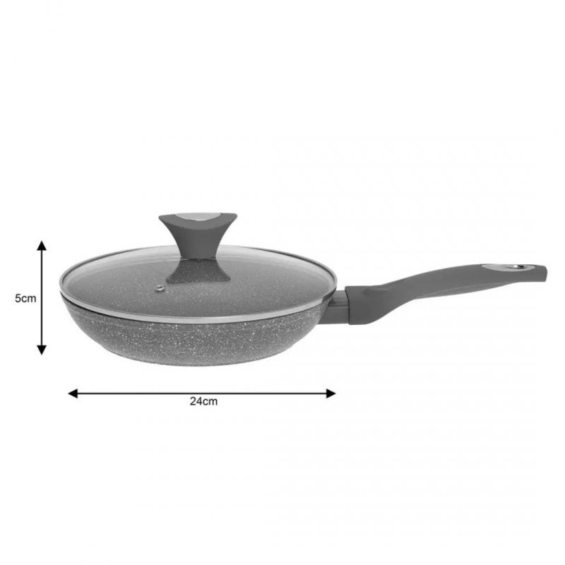 Klausberg KB-7316 Padella in granito da 24 cm con coperchio in vetro