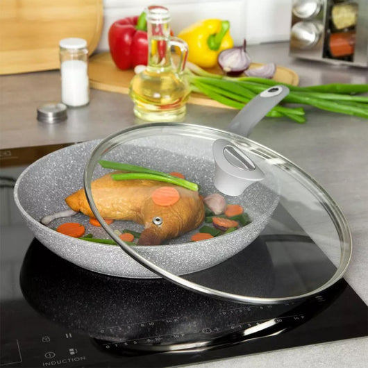 Klausberg KB-7317 Padella rivestita in granito con coperchio in vetro 26 cm