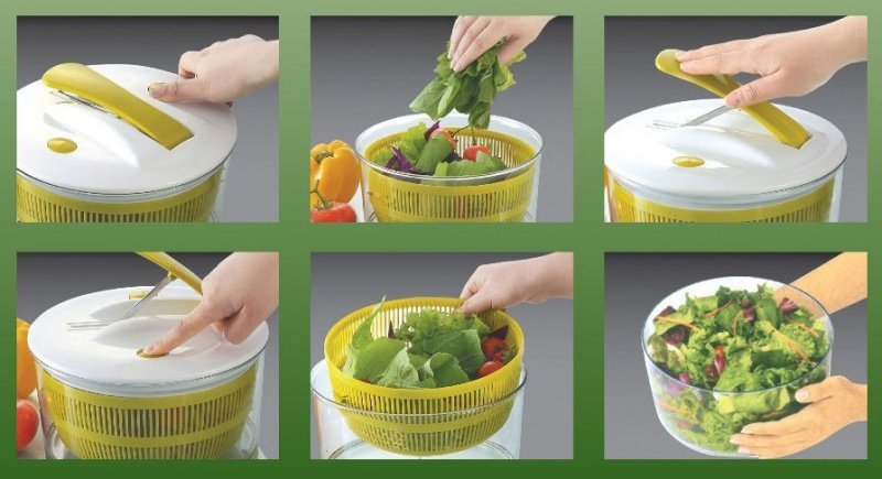 Centrifuga per insalata Kinghoff KH-6113 per l'asciugatura e il risciacquo rapidi della lattuga