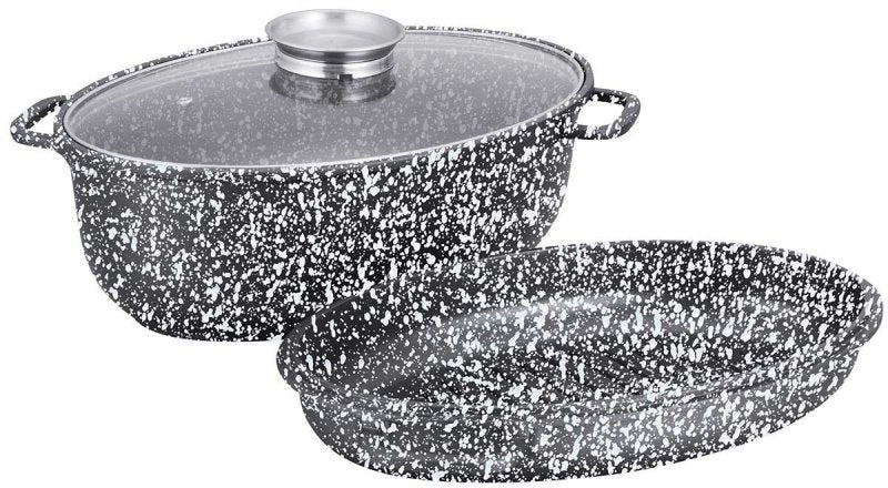 Klausberg KB-7367 Teglia da forno in ceramica con coperchio e griglia