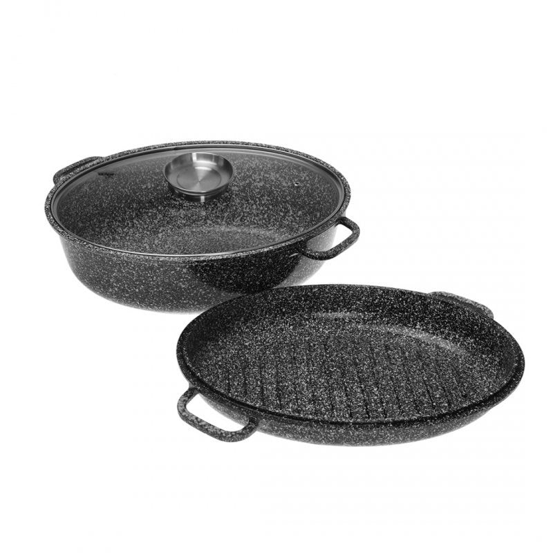 Klausberg KB-7367 Teglia da forno in ceramica con coperchio e griglia