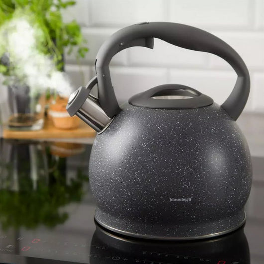 Klausberg KB-7267 Bollitore con fischietto e rivestimento in marmo da 3 litri